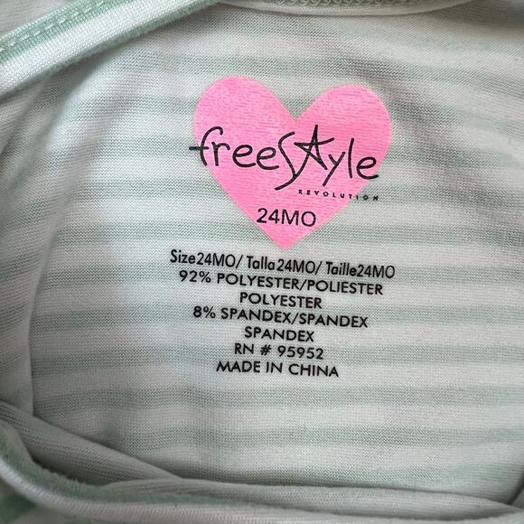 Freestyle Revolution Dress Girls 24M Green Stripe Unicorn Rainbow Long Sleeve - Picture 6 of 7